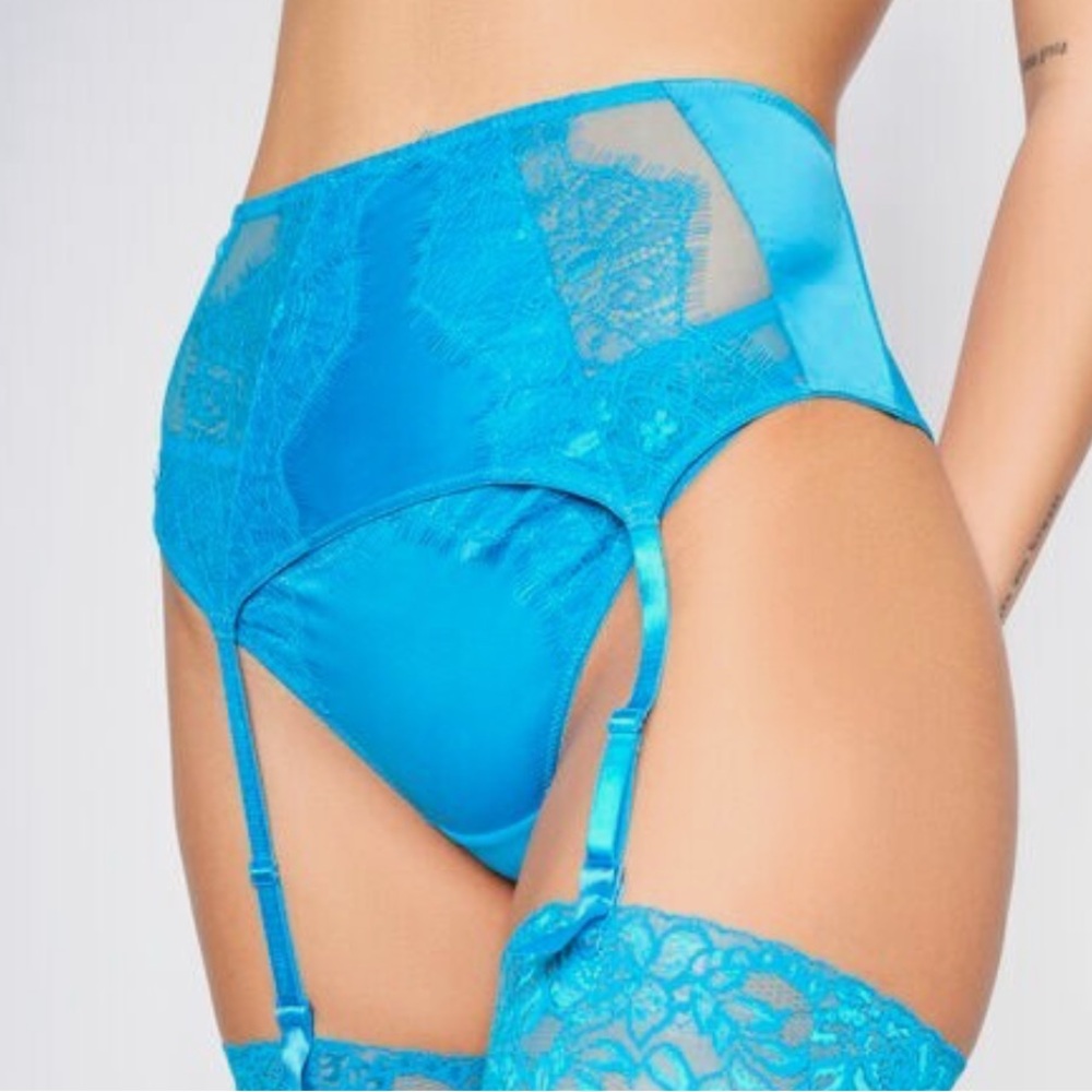 Ann Summers The Siren Waspie Garter Belt XS blue